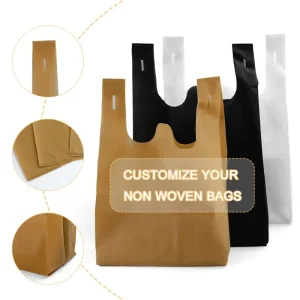 Custom Eco Nonwoven Fabric PP Non Woven Supermarket Shopping Carry Grocery Reusable Packaging Plastic Shop Bag With Printed Logo